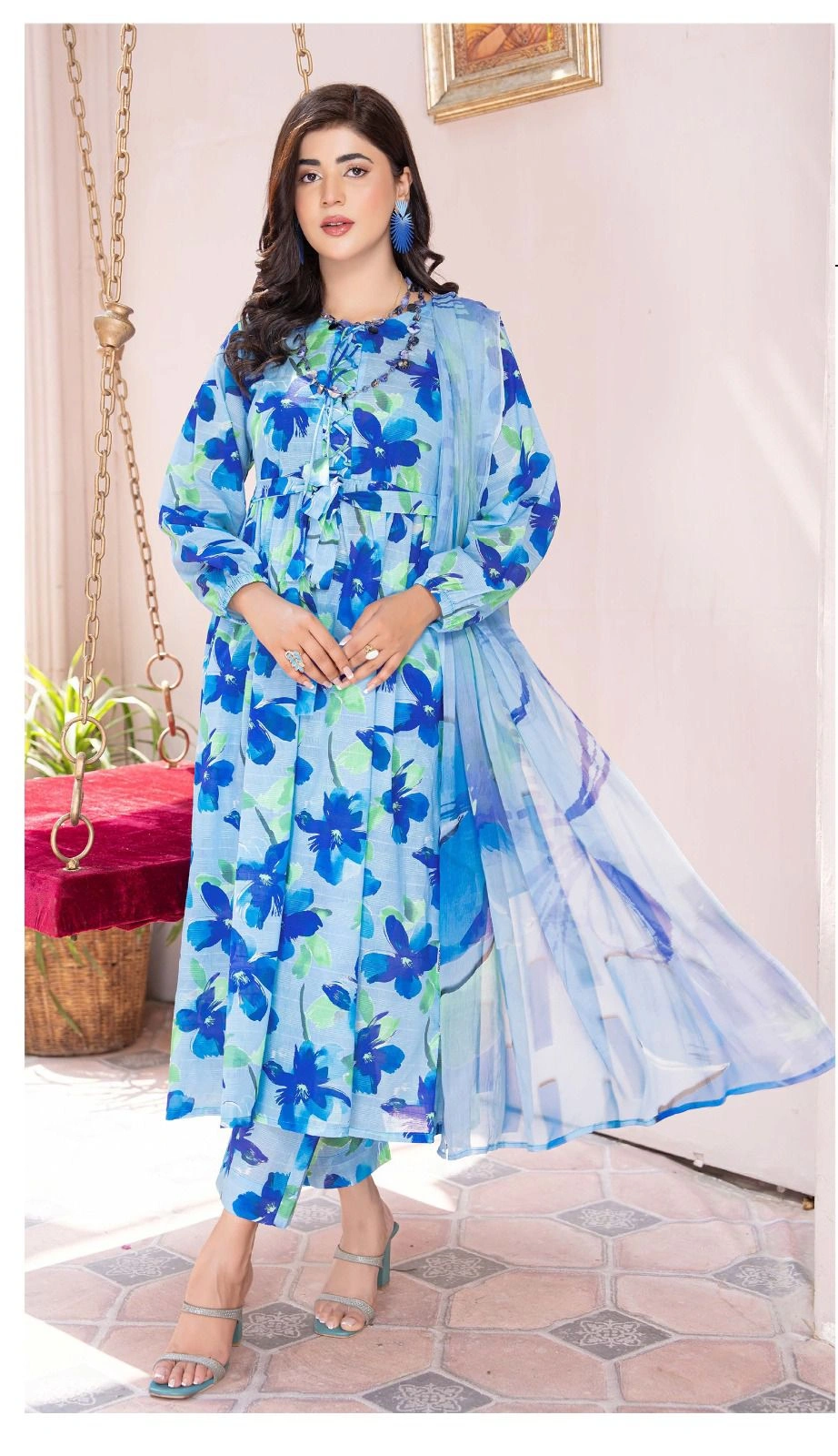 Arsh19 - Elegant 3 Piece Printed Linen Suit | Code: AR19-LP23